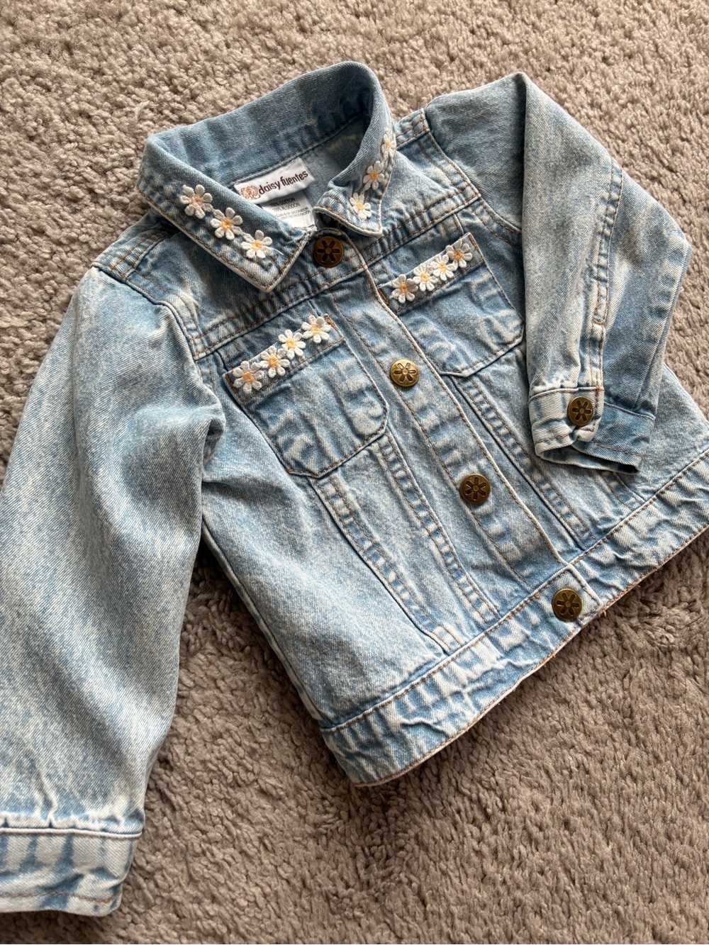 Daisy Fuentes Light Blue Denim Jacket with Daisy Trim - Kids